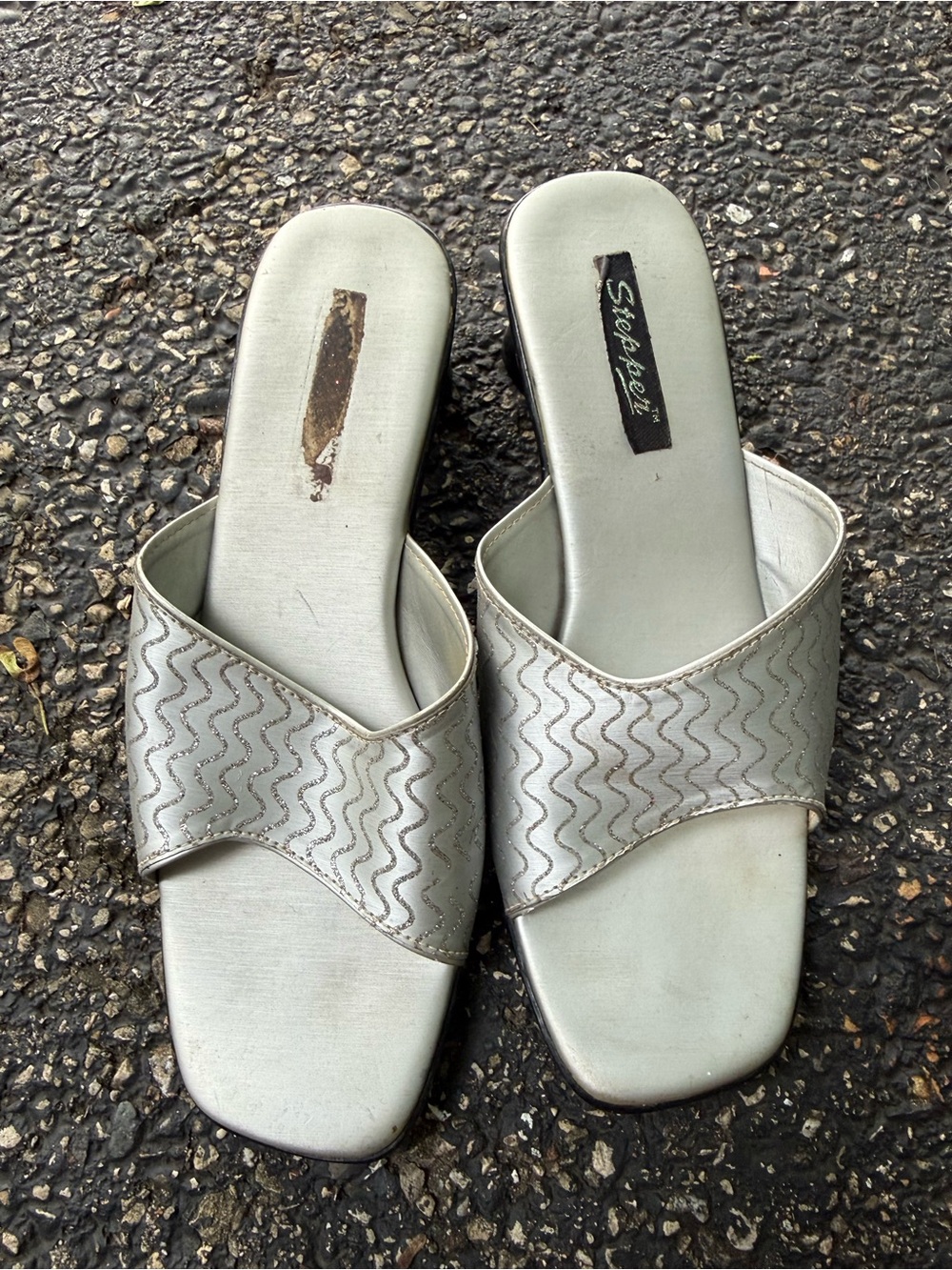 Silver Heeled Sandals EU 38 US 8 Metallic Dress Shoes